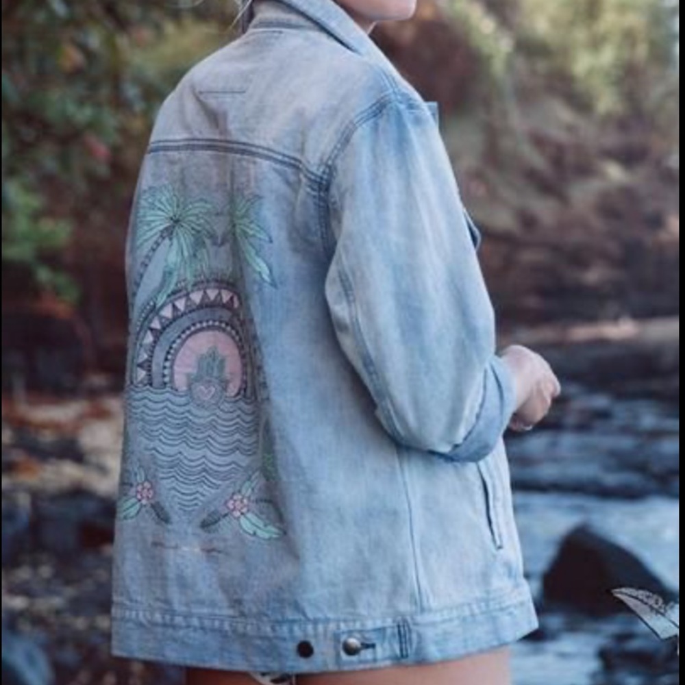 RARE SPIRITUAL GANGSTER Hamsa Graphic Denim Jacket